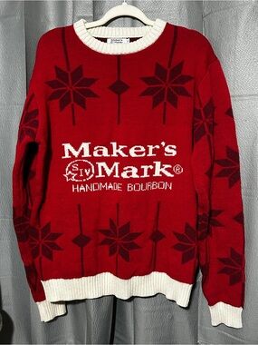 Maker's Mark Red Crewneck Sweater with Contrast Trim